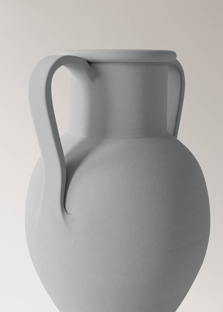Terracotta vase with handles — Sky Blue
