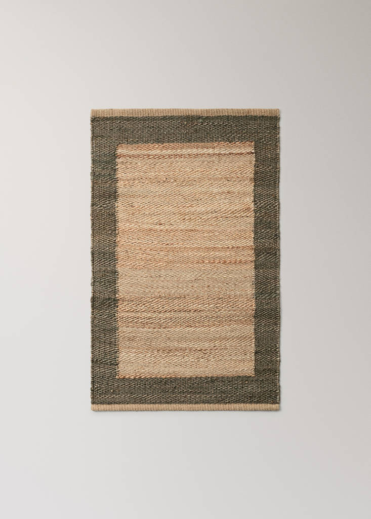 Small jute doormat with contrast border — Beige