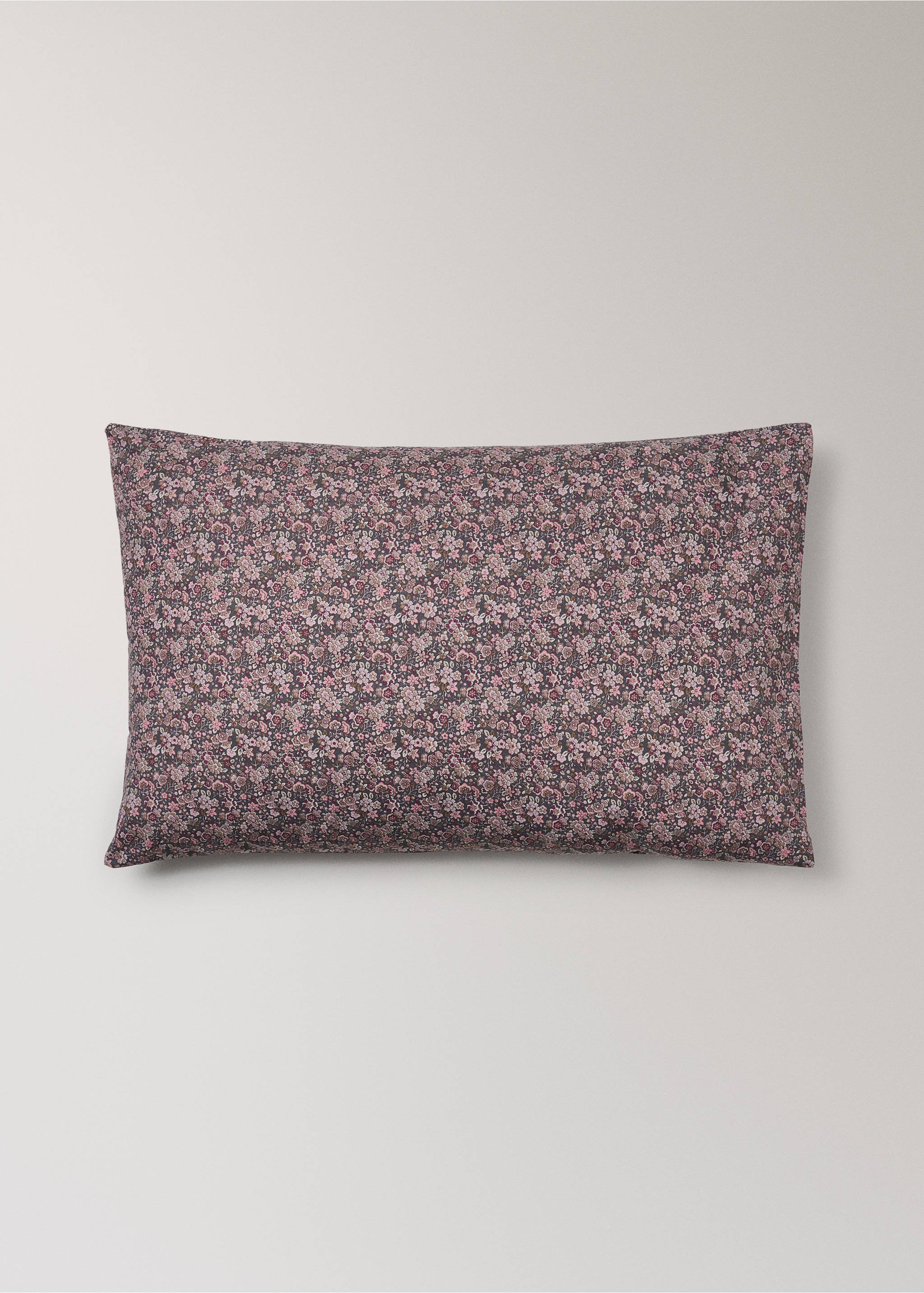 100% cotton floral pillowcase 50x75 - Article without model, Plum. Ref: 37001538-00.