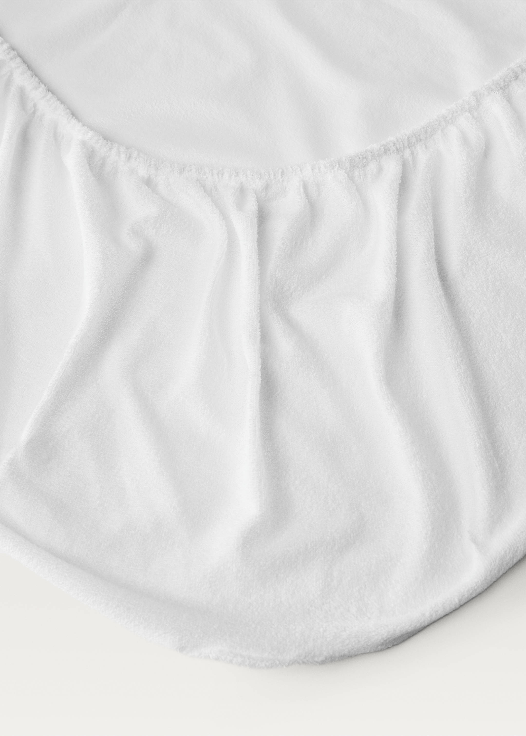 Terry cotton mattress protector for 160 cm bed - Details of the article 1, White. Ref: 37001541-00.