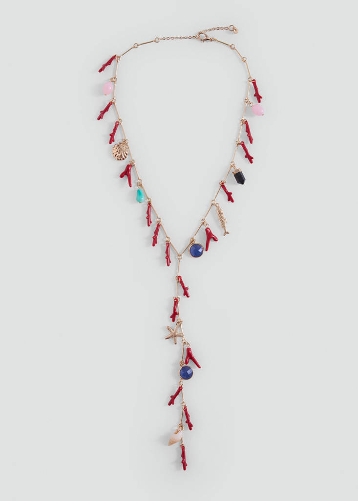 Pendant necklace with charm details — Gold