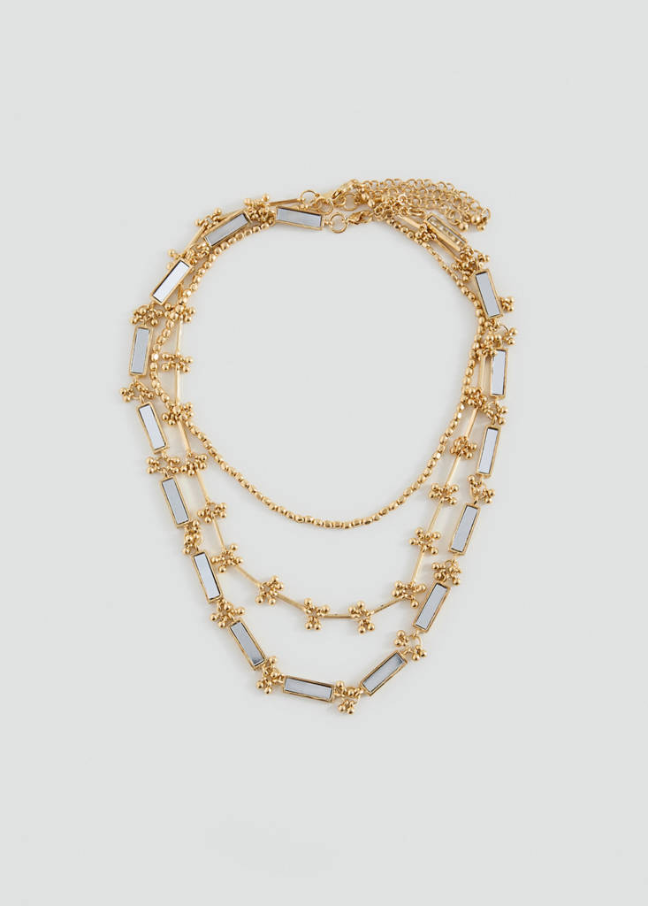 Mixed mirror necklace — Gold