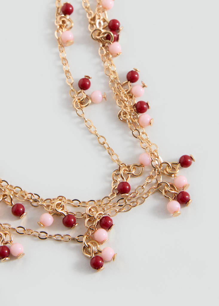 Multichain necklace with crystal beads — Gold