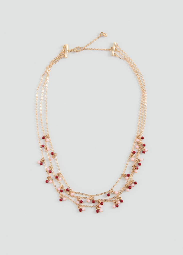 Multichain necklace with crystal beads — Gold