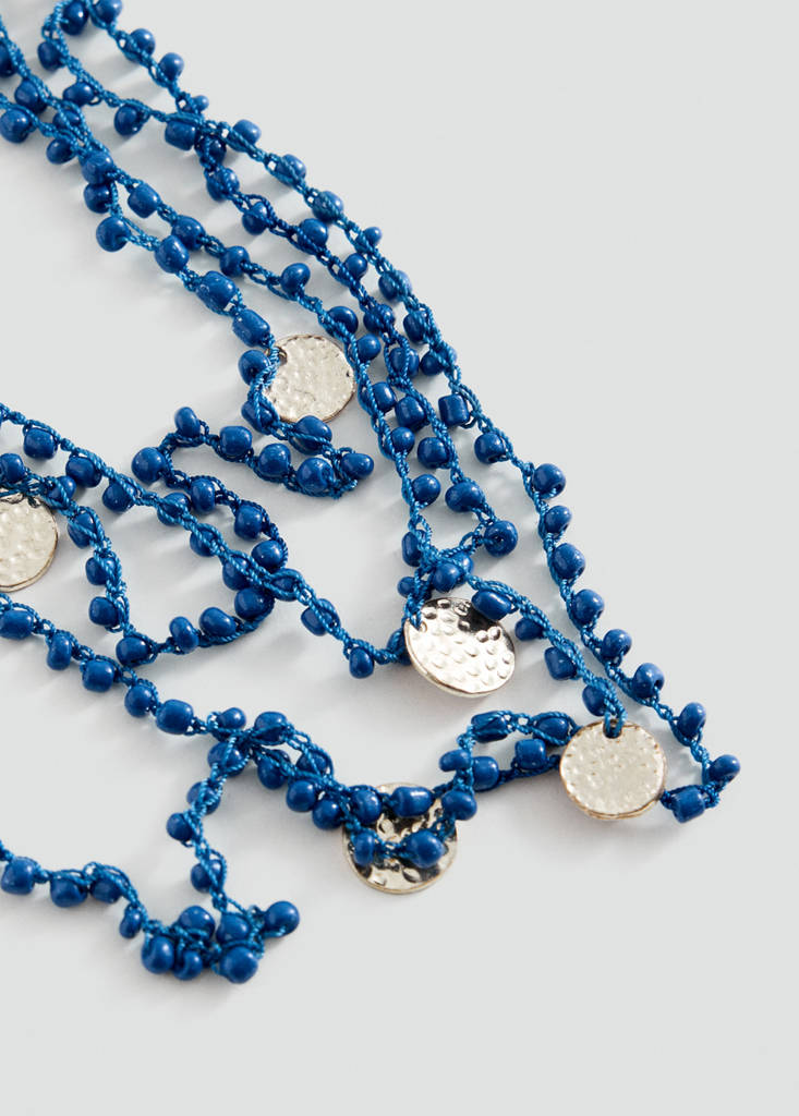 Multichain bead necklace — Blue