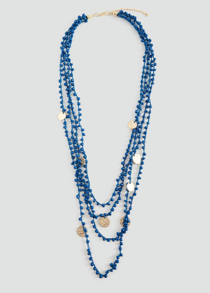 Multichain bead necklace — Blue