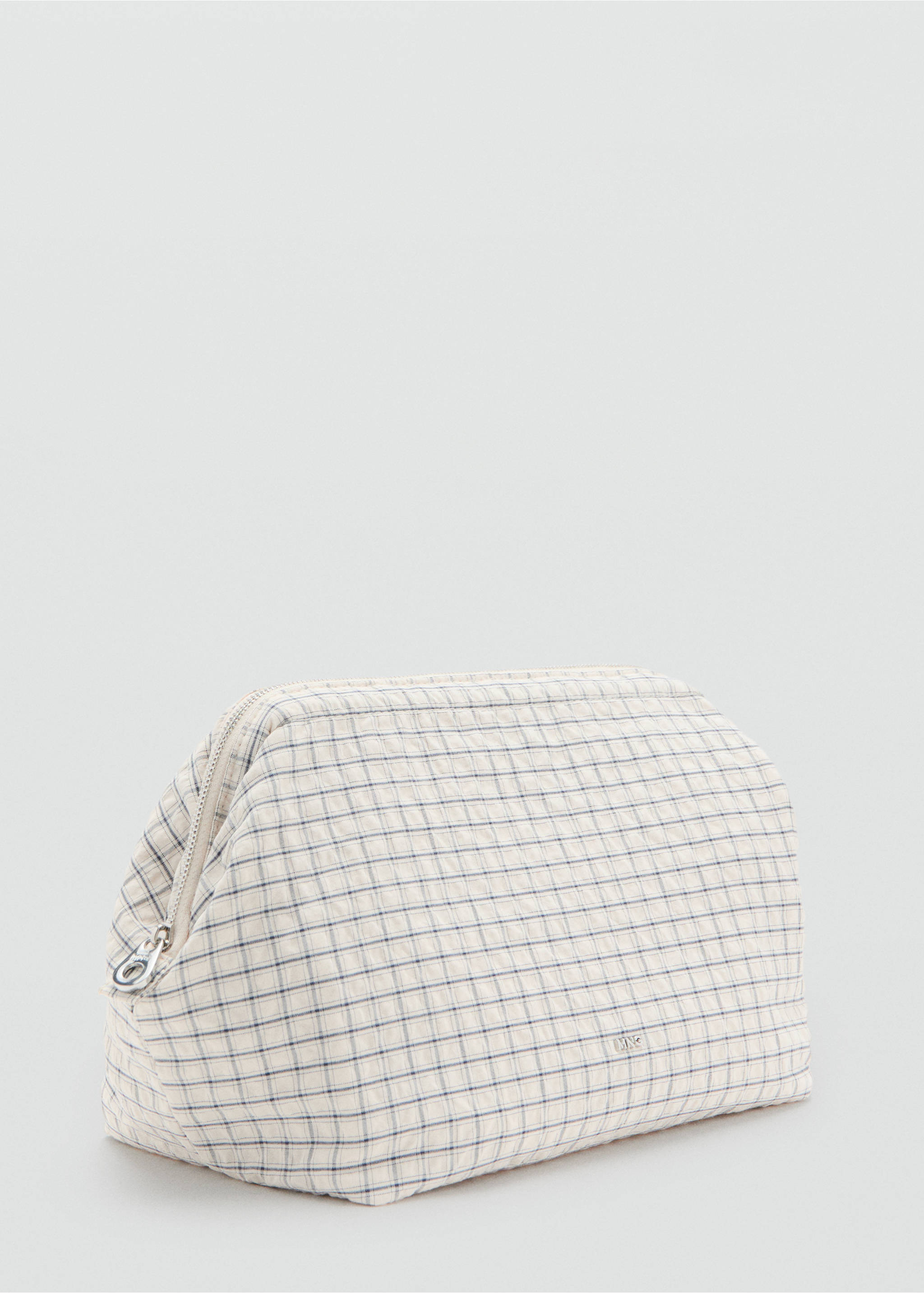 Checked cotton blend wash bag - Medium plane, Ecru. Ref: 37002011-00.