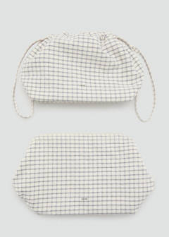 Checked cotton wash bag — Ecru 5