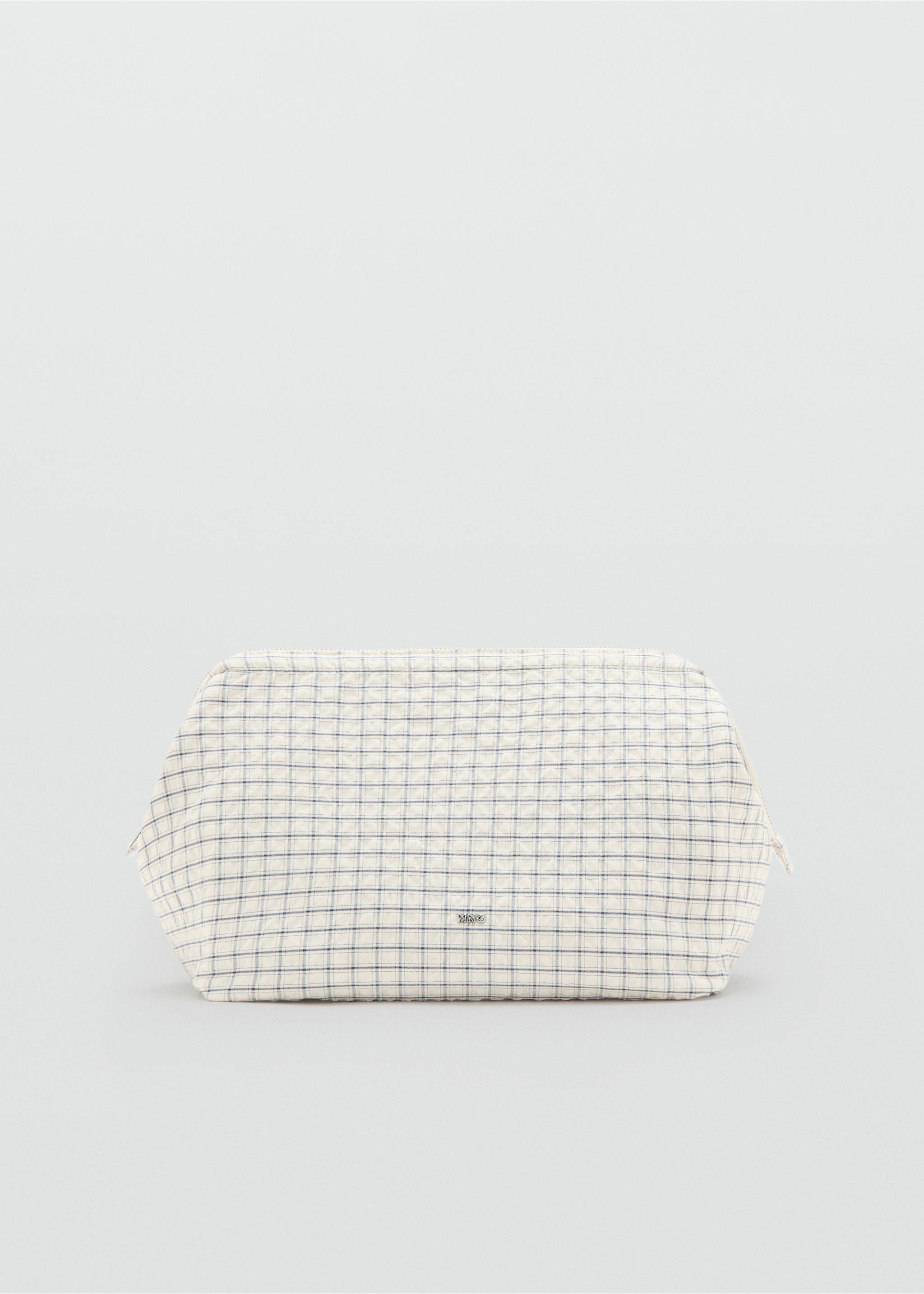 Checked cotton blend wash bag - Article without model, Ecru. Ref: 37002011-00.