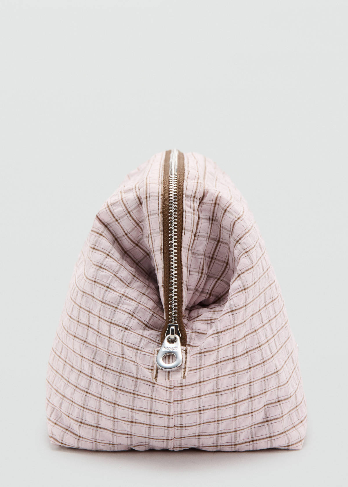 Checked cotton wash bag — Pink