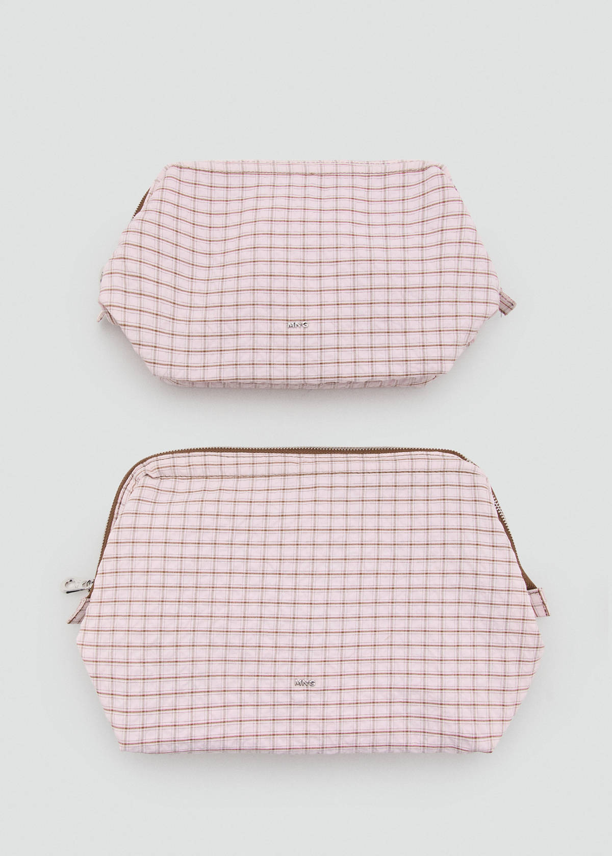 Checked cotton wash bag — Pink