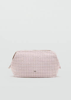 Checked cotton wash bag — Pink 1