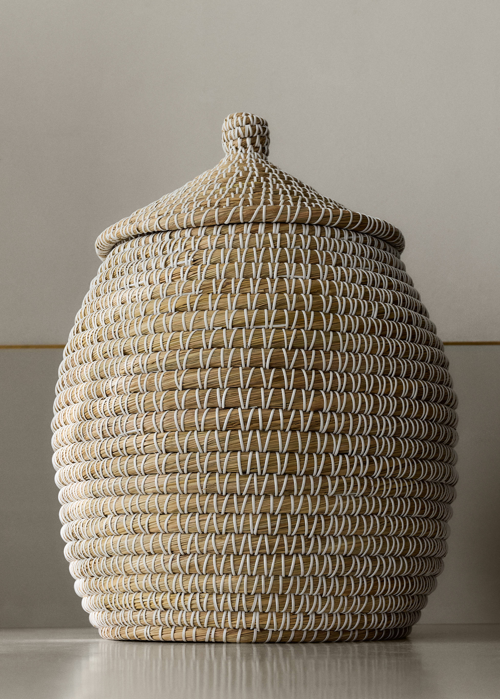 Large oval design natural fibre basket - General plane