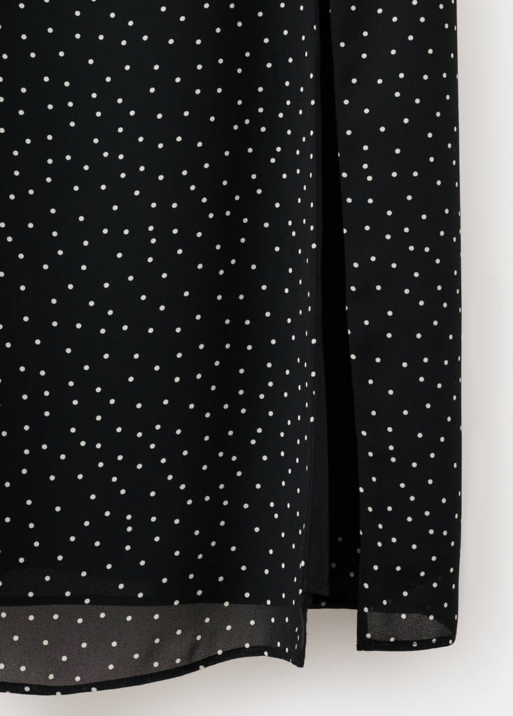 Polka dot dress with lace trim — Black