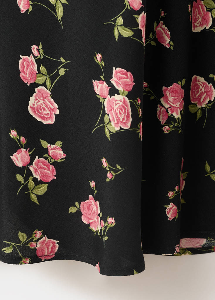 Floral dress with lace trim — Black