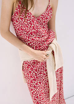 V-neck print dress — Ecru 5