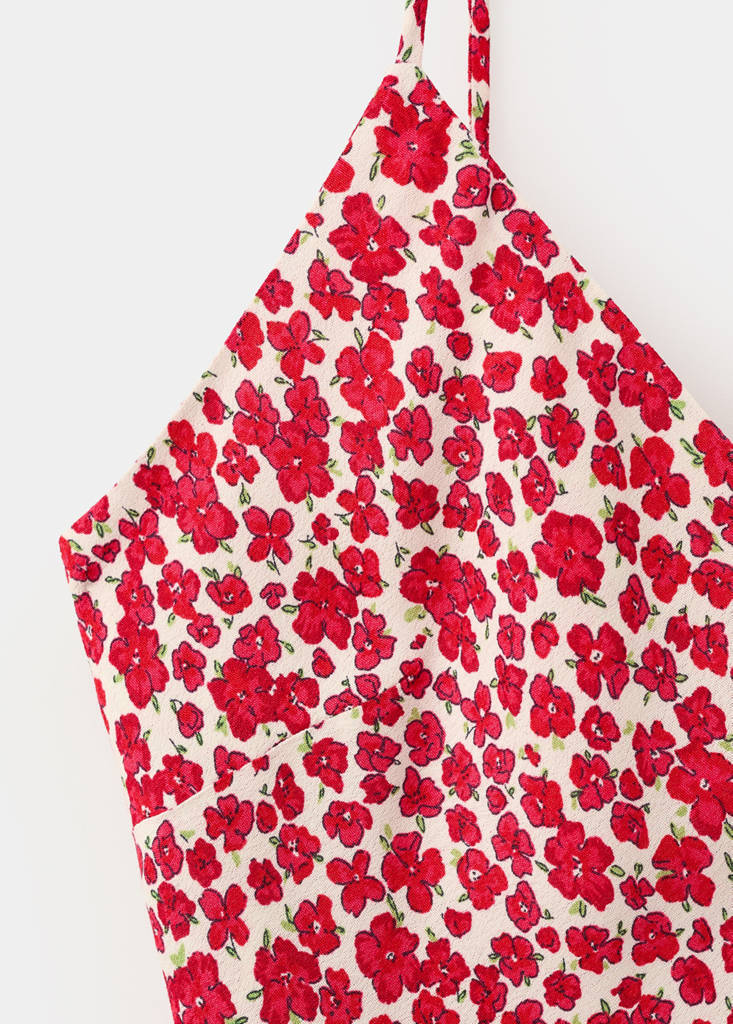 V-neck print dress — Ecru