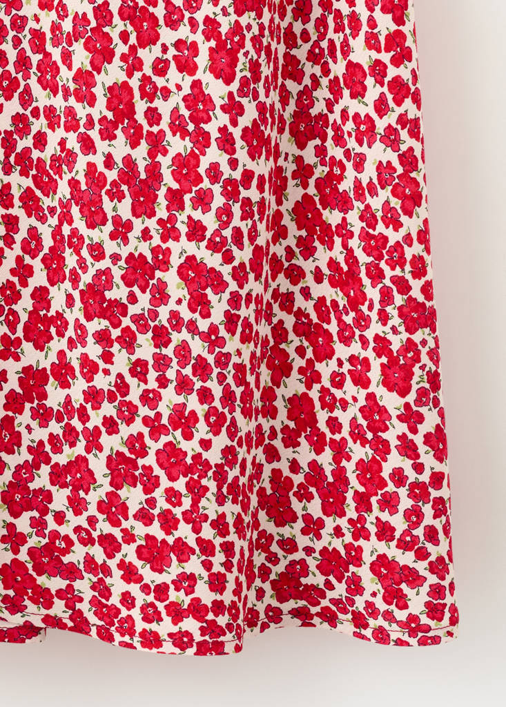 V-neck print dress — Ecru
