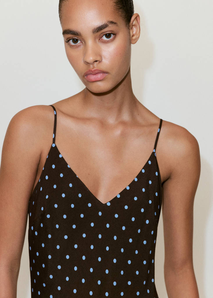 V-neck print dress — Chocolate