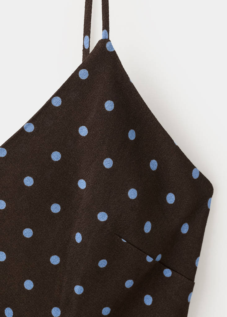 V-neck print dress — Chocolate