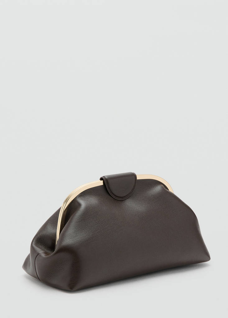 Large clutch with metallic details — Chocolate