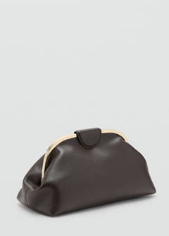 Large clutch with metallic details — Chocolate 1