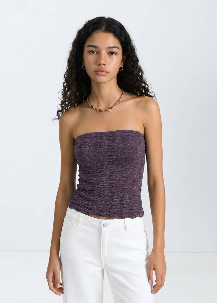 Metallic bandeau top — Purple