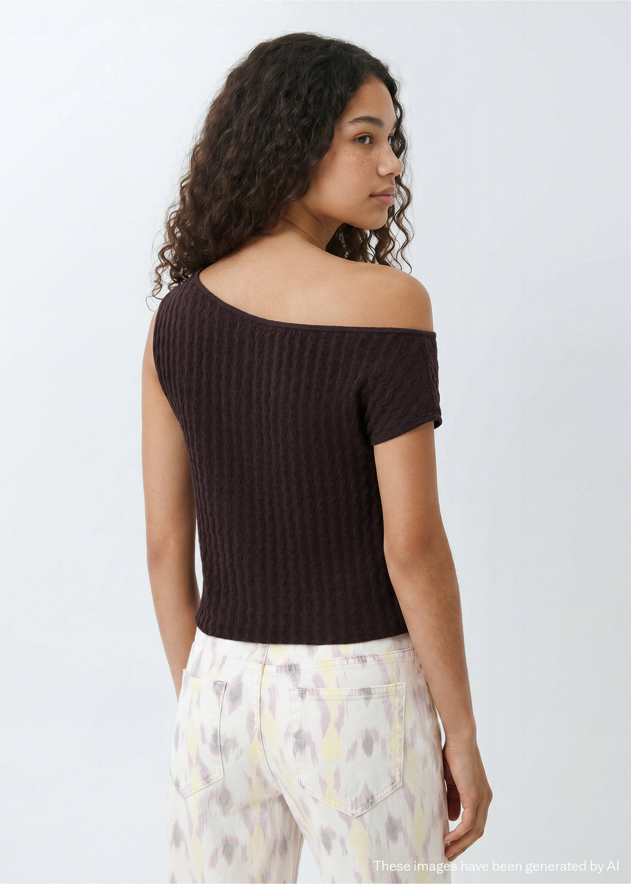 Boat-neck knitted top - Reverse of the article, Purple. Ref: 37002534-00.