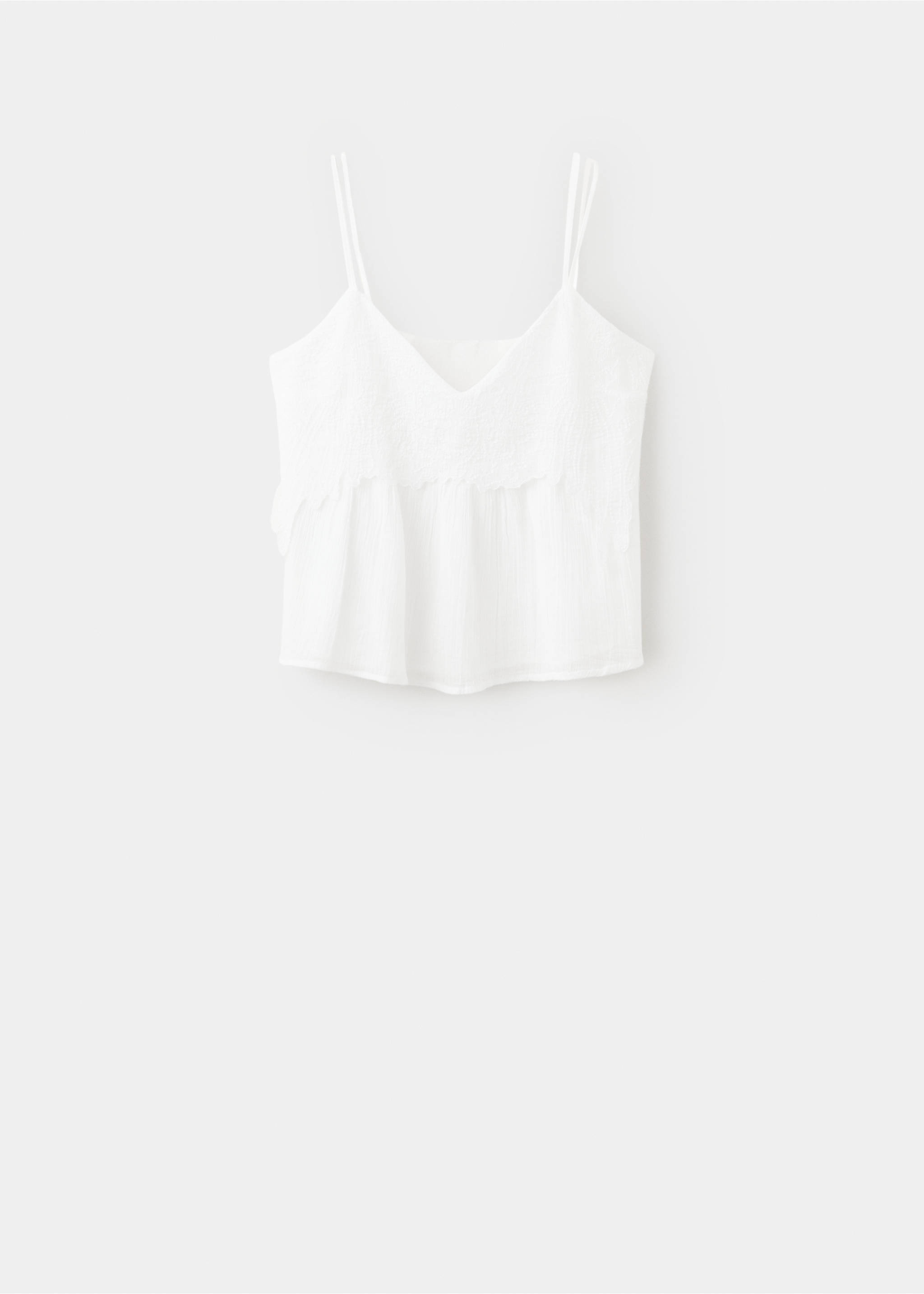 Embroidered strap top - Article without model, Off White. Ref: 37002537-00.