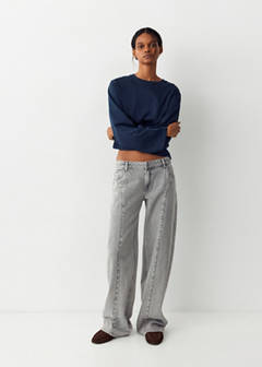 Wide leg studded jeans — Denim Grey 2