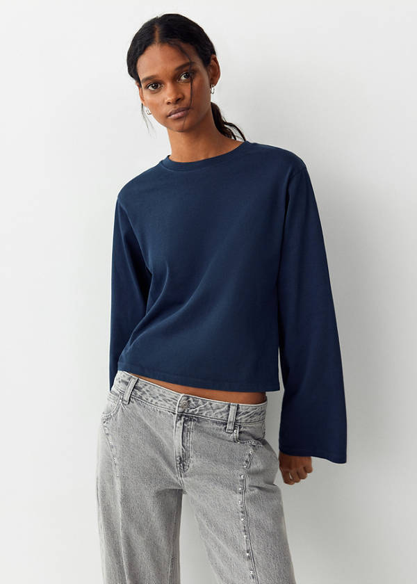 Wide leg studded jeans — Denim Grey