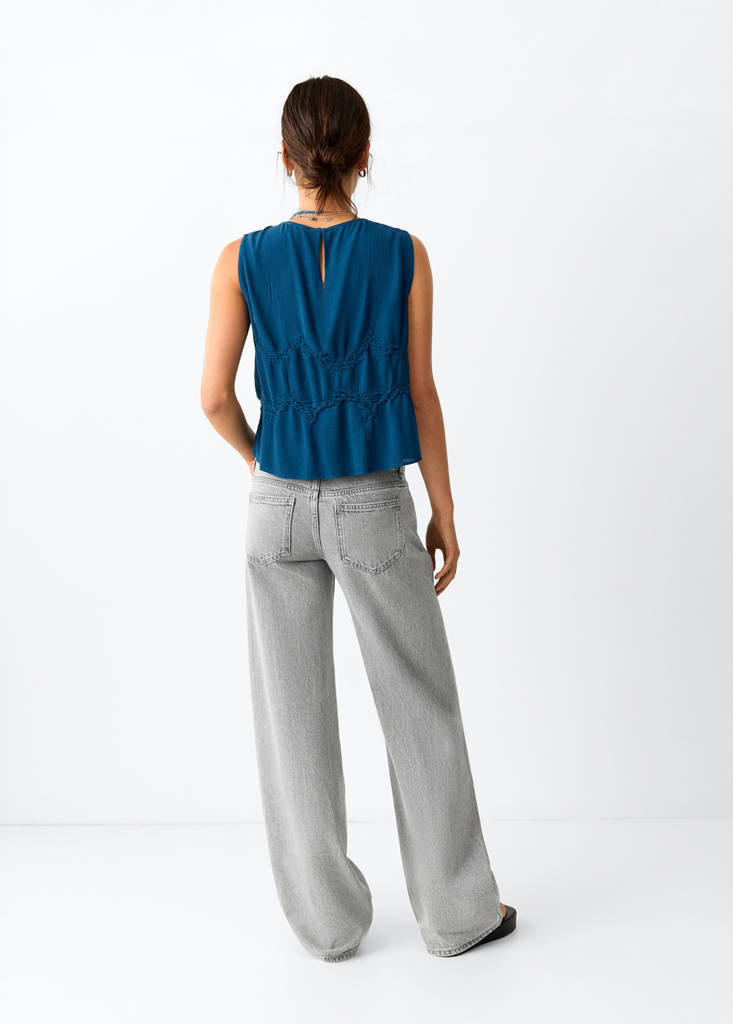 Wide-leg jeans with studded seams — Denim Grey