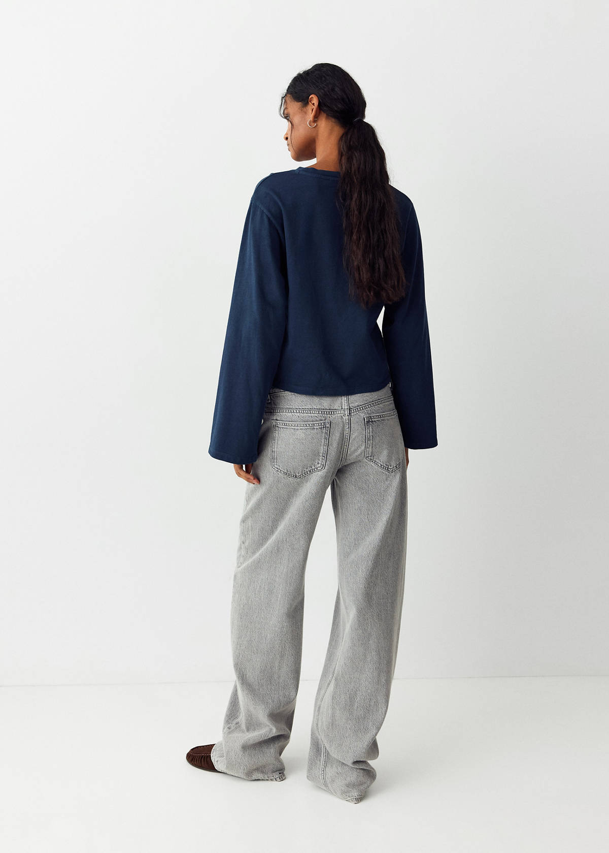 Wide leg studded jeans — Denim Grey