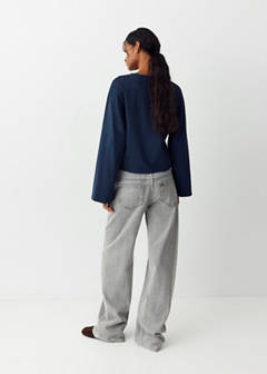 Wide leg studded jeans — Denim Grey 6