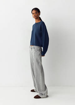 Wide leg studded jeans — Denim Grey 3
