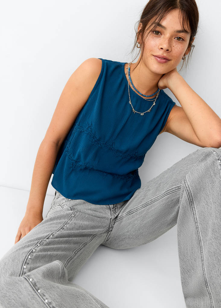 Wide-leg jeans with studded seams — Denim Grey
