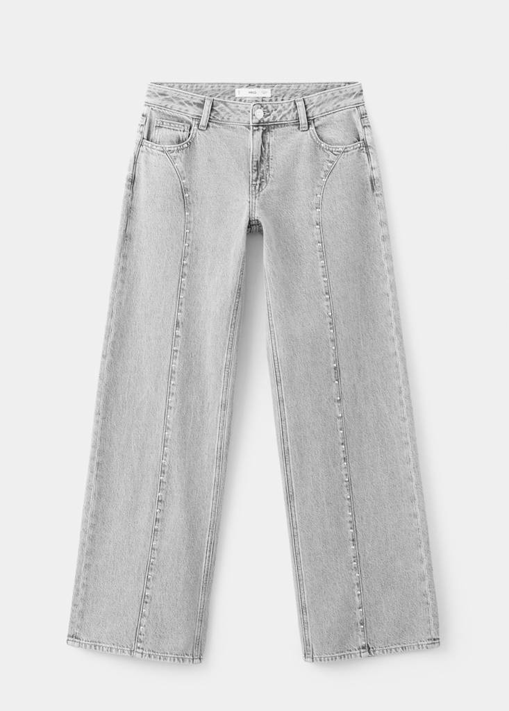 Wide-leg jeans with studded seams — Denim Grey