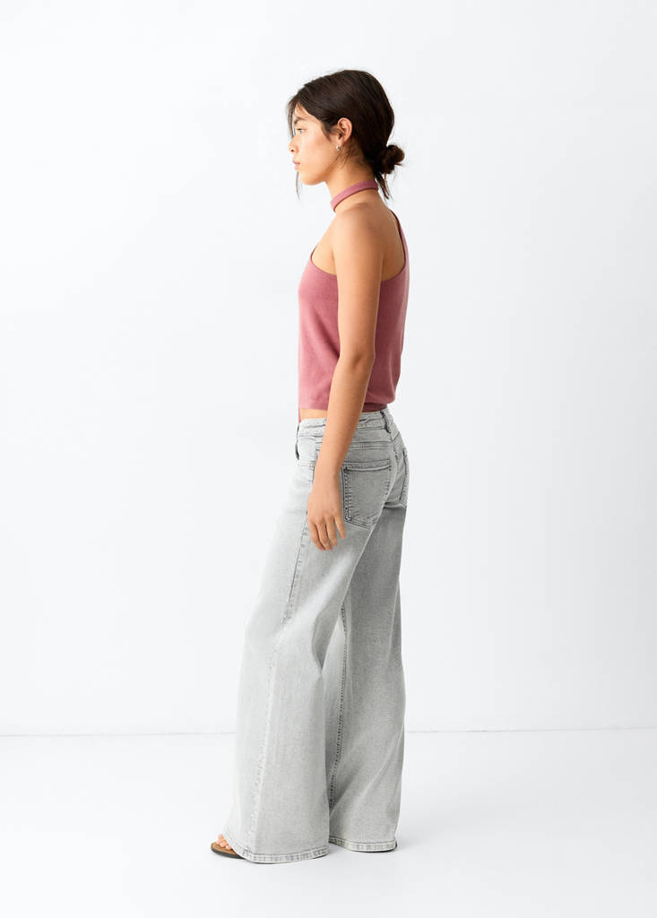 Wide leg jeans with stud details — Denim Grey