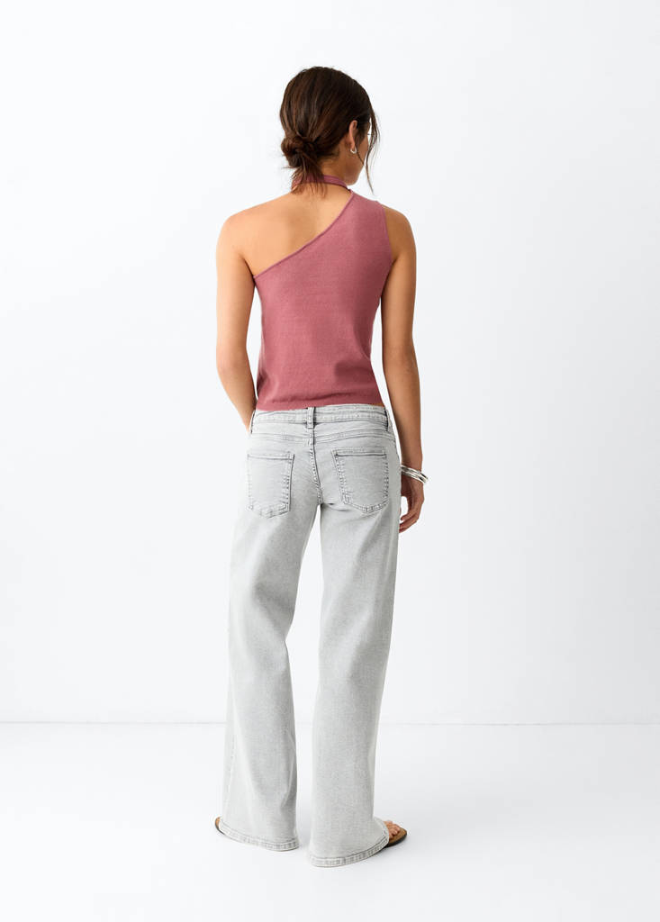 Wide leg jeans with stud details — Denim Grey