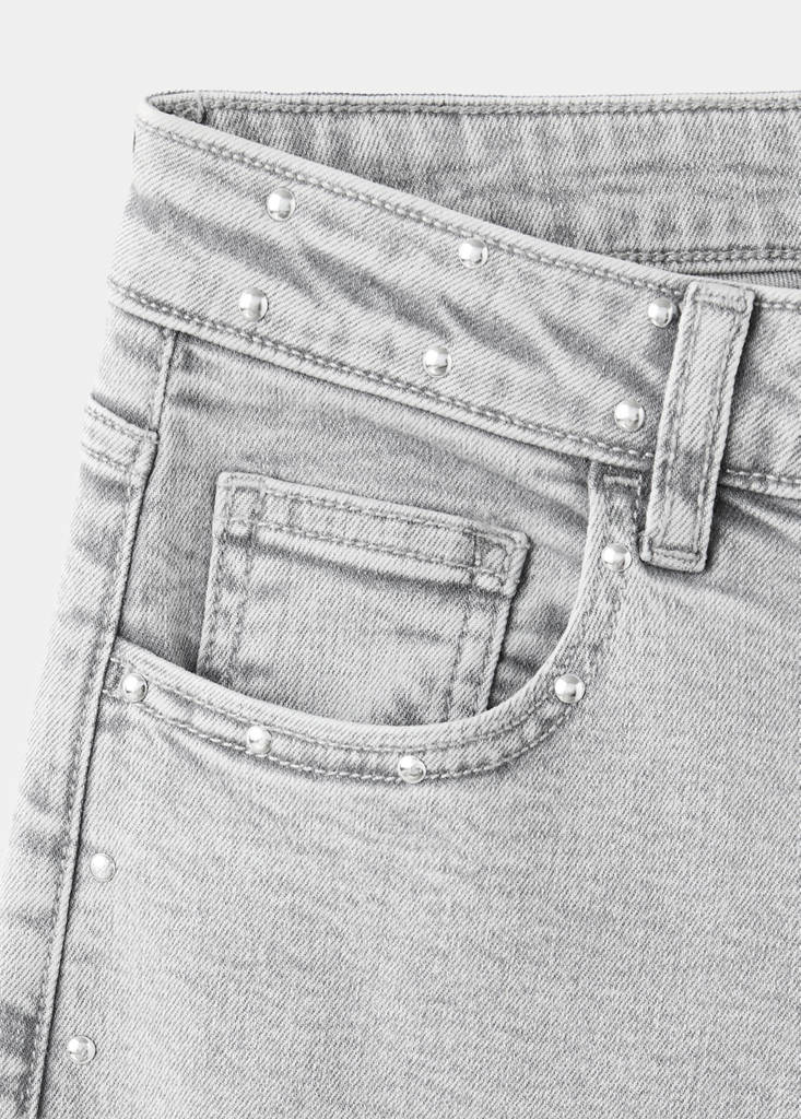 Wide leg jeans with stud details — Denim Grey