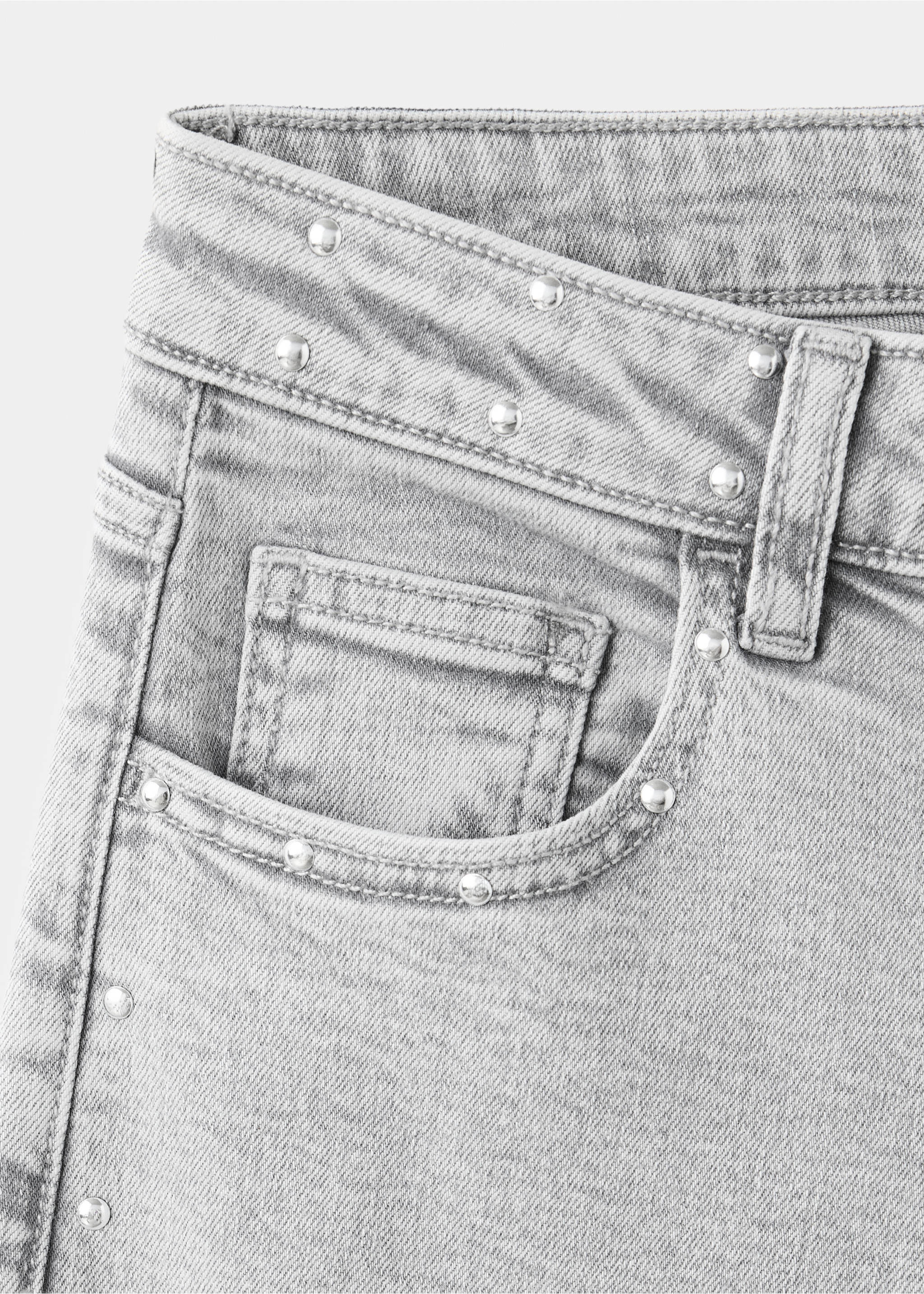 Low-waist wide-leg jeans - Details of the article 8, Denim Grey. Ref: 37002541-00.