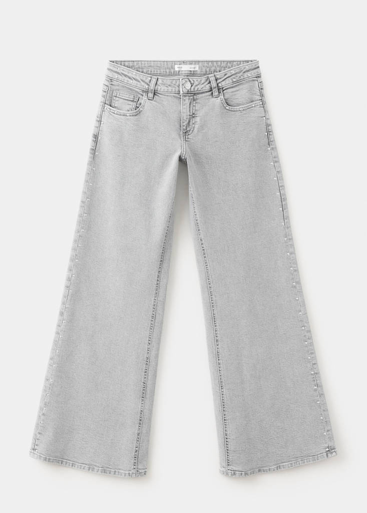 Wide leg jeans with stud details — Denim Grey