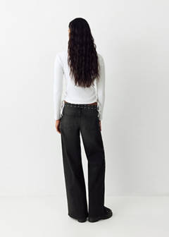 Wide leg jeans with stud details — Black denim 5