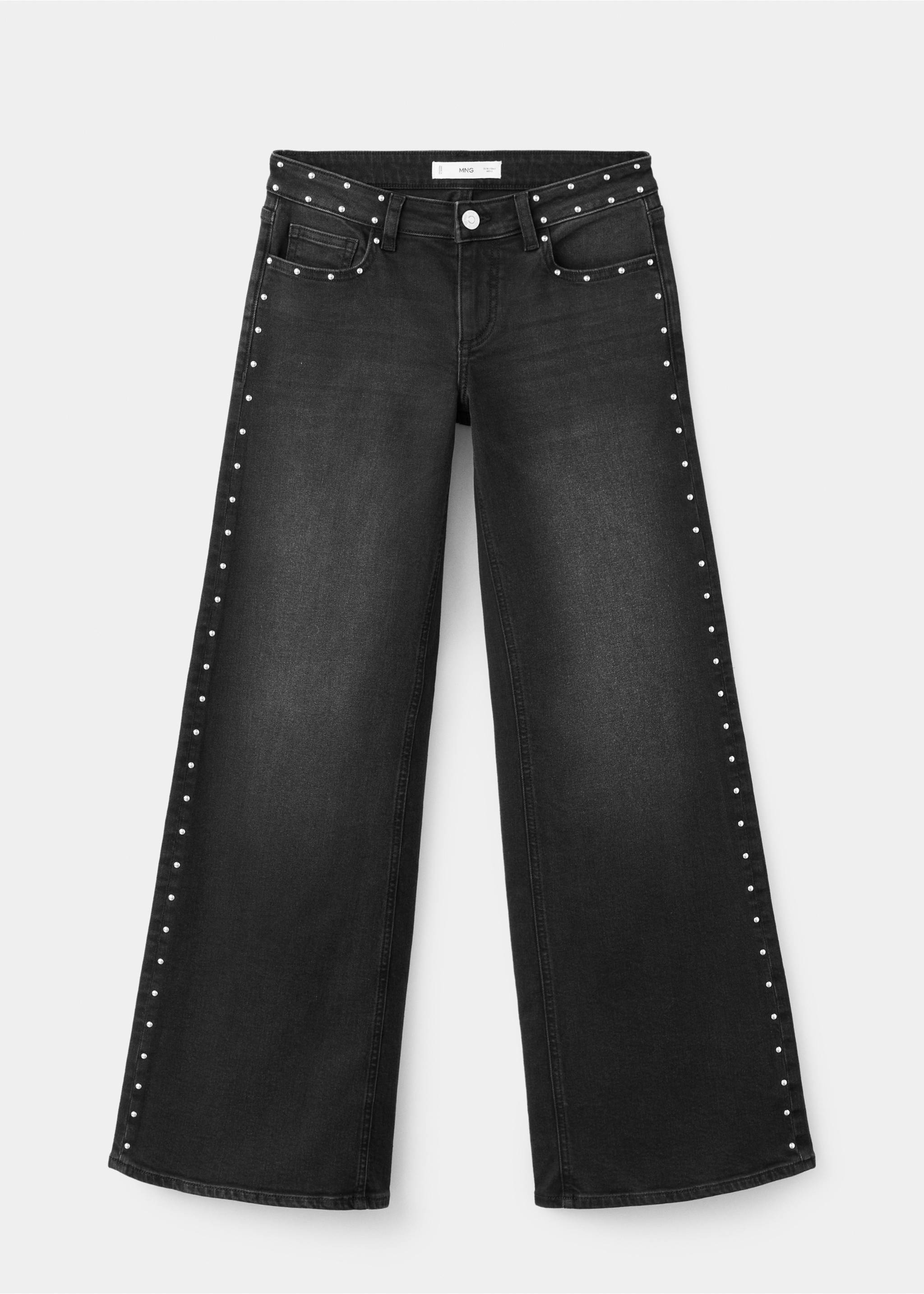 Low-waist wide-leg jeans - Article without model, Black denim. Ref: 37002542-00.