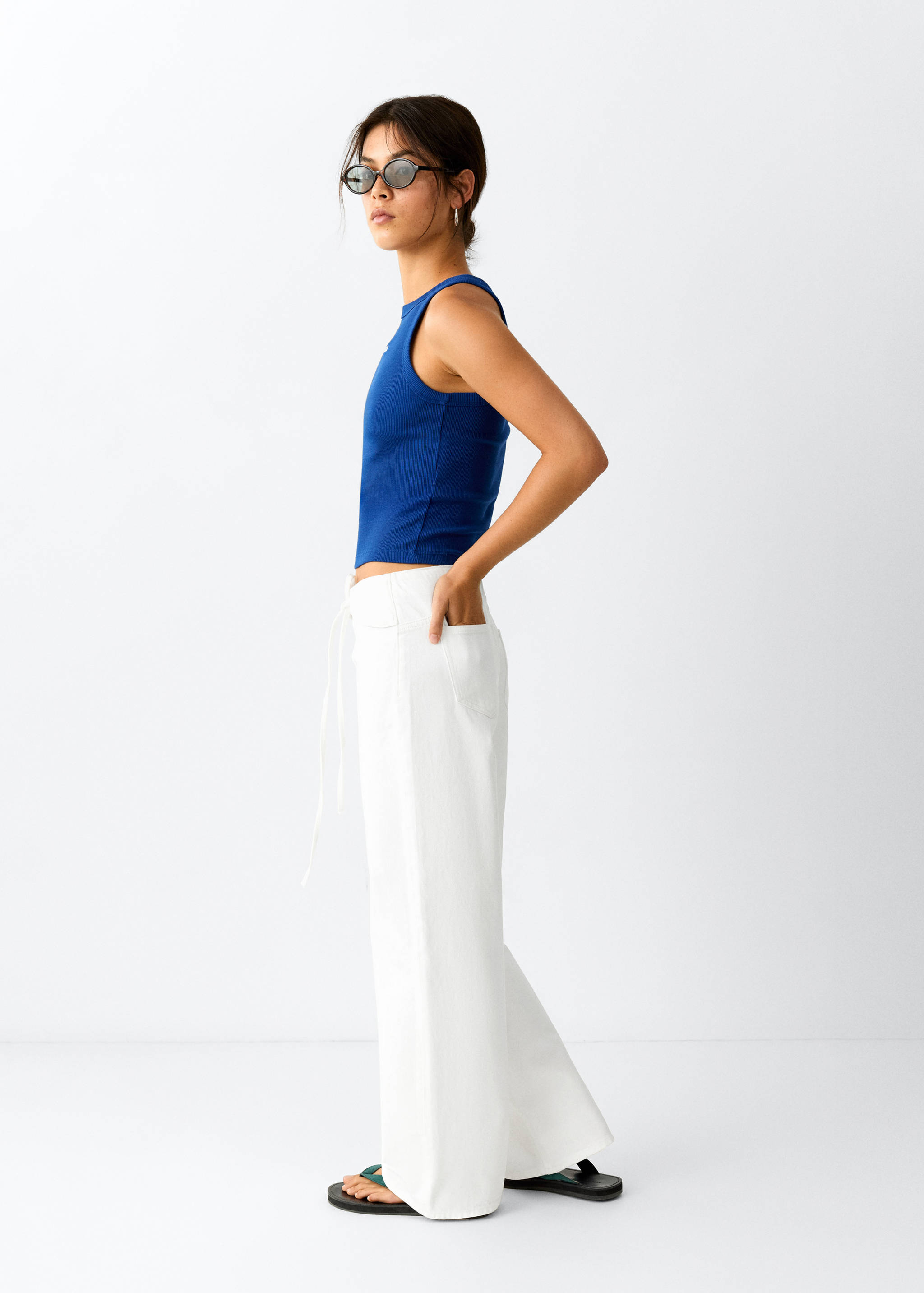 Low-rise tie jeans - Medium plane