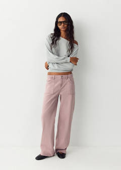 Straight-fit jeans with studs — Pink 2