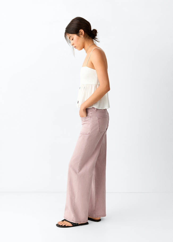 Regular waist studded jeans — Pink