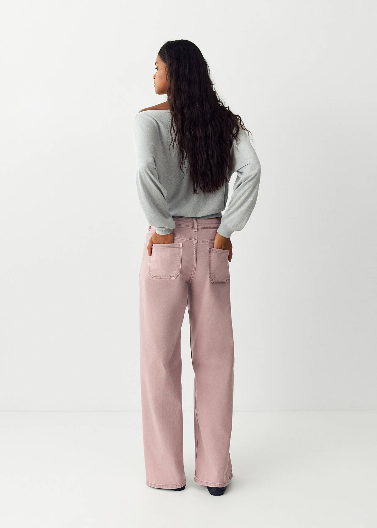 Straight-fit jeans with studs — Pink