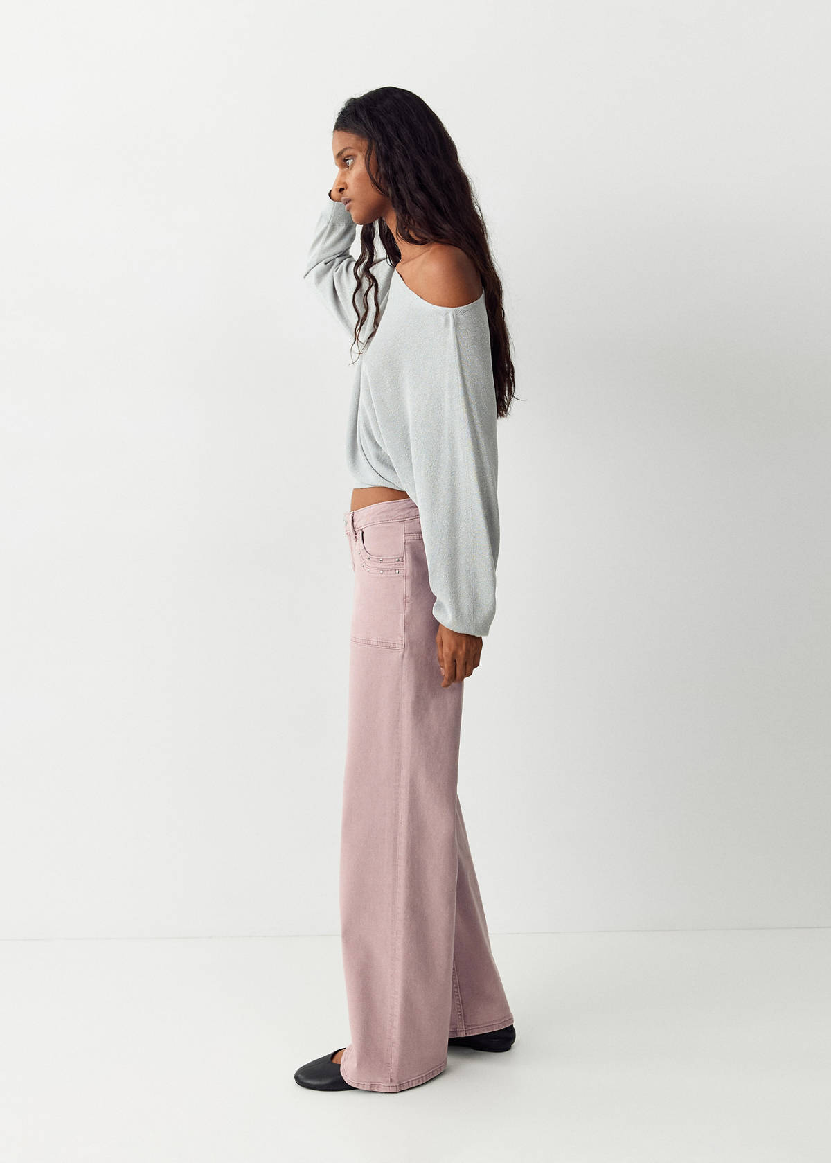 Straight-fit jeans with studs — Pink
