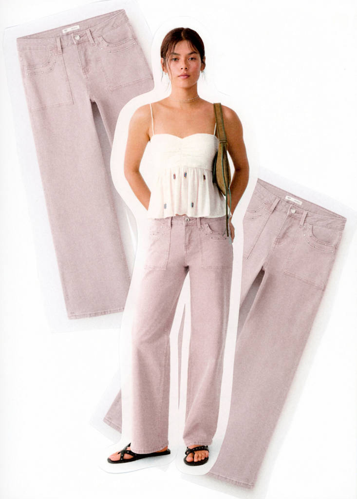 Regular waist studded jeans — Pink